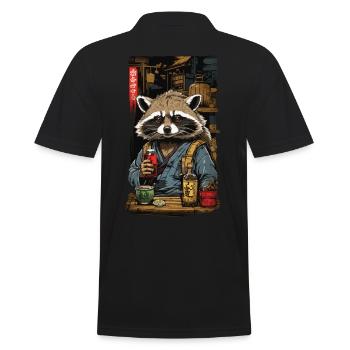 Raton laveur saké japonais et Art Vintage - Polo Homme - noir - Dos - Kai (181cm)