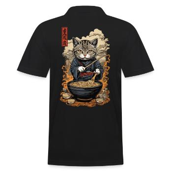 Chat Esthétique Ramen Soupe de nouilles Streetwear - Polo Homme - noir - Dos - Kai (181cm)
