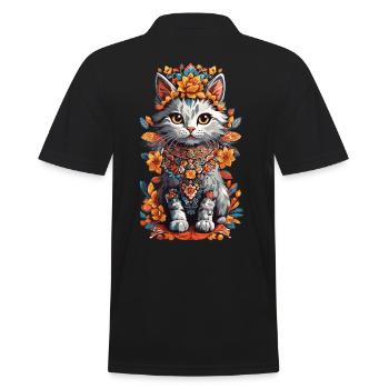 Mexikanische Kunst Niedliche Katze Katzen Dame - Männer Poloshirt - Schwarz - Hinten - Kai (181cm)