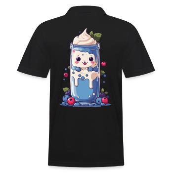 Milkshake Kawaii aux myrtilles Fun - Polo Homme - noir - Dos - Kai (181cm)