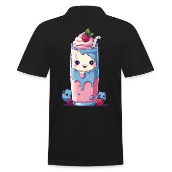 Myrtilles Milkshake Fun Kawaii Anime - Polo Homme - noir - Dos - Kai (181cm)