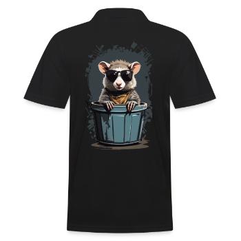 Cool Possum Funny Garbage Can Residents - Men's Polo Shirt - black - Back - Kai (181cm)