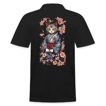 Kimono Chat Esthétique Yokai Streetwear - Polo Homme - noir - Dos - Kai (181cm)