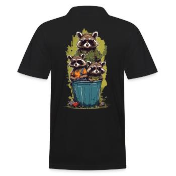 Funny Garbage Cans Resident Family Streetwear - Men's Polo Shirt - black - Back - Kai (181cm)