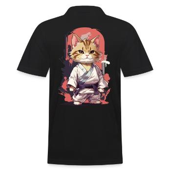 Kampfkunst Katze Karate Lustige Selbstverteidigung - Männer Poloshirt - Schwarz - Hinten - Kai (181cm)