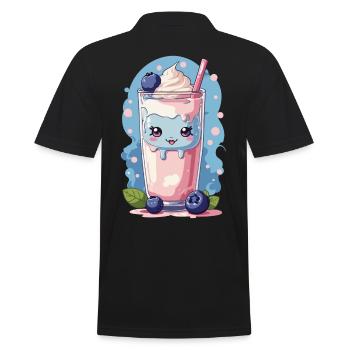 Myrtilles Kawaii Anime Milkshake Fun - Polo Homme - noir - Dos - Kai (181cm)