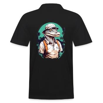Golfer Krokodil Golfspieler Design Streetwear - Männer Poloshirt - Schwarz - Hinten - Kai (181cm)
