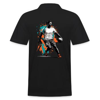 Handball Player Streetwear Iconic Style Design - Men's Polo Shirt - black - Back - Kai (181cm)