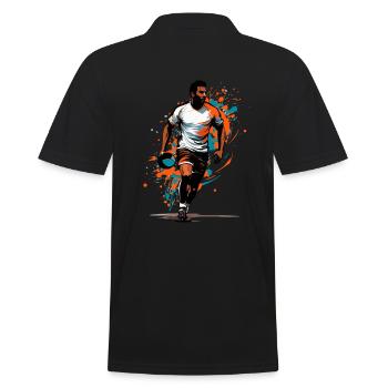 Handball Player Streetwear Iconic Style - Men's Polo Shirt - black - Back - Kai (181cm)