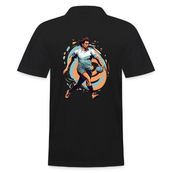 Handball Player Streetwear Iconic Style Design - Men's Polo Shirt - black - Back - Kai (181cm)
