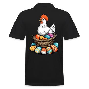 Ostern Huhn Bunt Süß Lustig Ostereier Nest - Männer Poloshirt - Schwarz - Hinten - Kai (181cm)