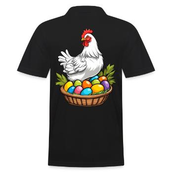 Ostern Huhn Bunt Süß Lustig Ostereier Nest - Männer Poloshirt - Schwarz - Hinten - Kai (181cm)