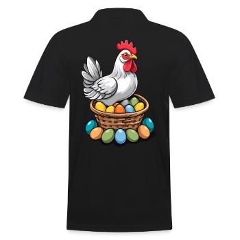 Ostern Huhn Bunt Süß Lustig Ostereier Nest - Männer Poloshirt - Schwarz - Hinten - Kai (181cm)