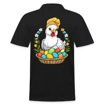 Easter Chicken Colorful Cute Funny Easter Eggs Nest - Men's Polo Shirt - black - Back - Kai (181cm)