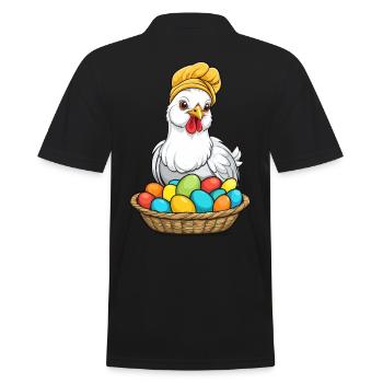 Ostern Huhn Bunt Süß Lustig Ostereier Nest - Männer Poloshirt - Schwarz - Hinten - Kai (181cm)