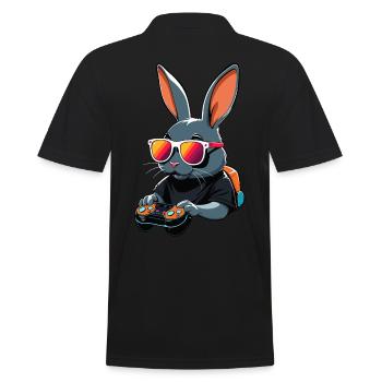 Lapin de Pâques Gamer & Gaming Streetwear Iconique - Polo Homme - noir - Dos - Kai (181cm)