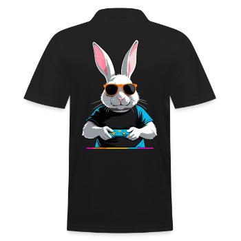 Lapin de Pâques Gamer et streetwear iconique de Pâques - Polo Homme - noir - Dos - Kai (181cm)