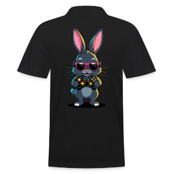 Osterhase Gamer Ikonisches Ostern Gaming - Männer Poloshirt - Schwarz - Hinten - Kai (181cm)