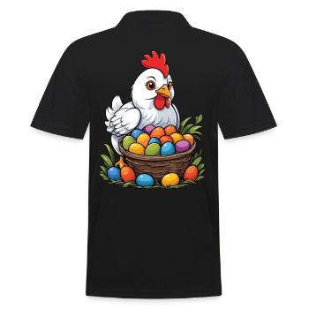 Ostern Huhn Bunt Süß Lustig Ostereier Nest - Männer Poloshirt - Schwarz - Hinten - Kai (181cm)