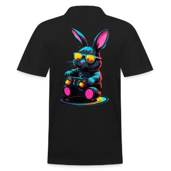 Easter Bunny Gamer Iconic Easter Gaming - Men's Polo Shirt - black - Back - Kai (181cm)