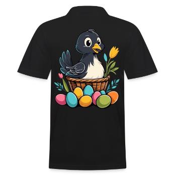 Ostern Huhn Bunt Süß Lustig Ostereier Nest - Männer Poloshirt - Schwarz - Hinten - Kai (181cm)