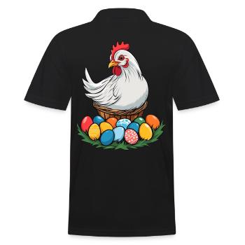 Easter Chicken Cute Funny Colorful Easter Eggs Nest - Men's Polo Shirt - black - Back - Kai (181cm)