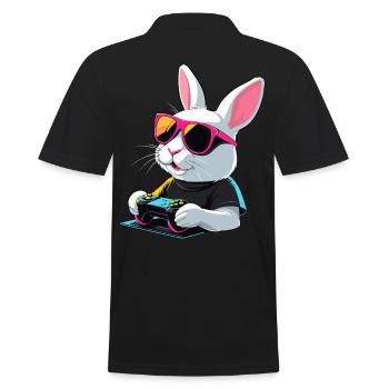 Osterhase Gamer Gaming Streetwear Ikonisches - Männer Poloshirt - Schwarz - Hinten - Kai (181cm)