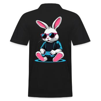 Osterhase Gamer Ikonisches Ostern Gaming - Männer Poloshirt - Schwarz - Hinten - Kai (181cm)