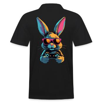 Lapin de Pâques Gamer & Gaming Streetwear Iconique - Polo Homme - noir - Dos - Kai (181cm)