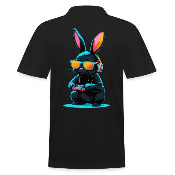 Lapin de Pâques Gamer & Gaming Streetwear Iconique - Polo Homme - noir - Dos - Kai (181cm)