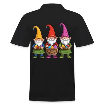 Ostern Nordische Wichtel Gnom Osterhase Zwerge - Männer Poloshirt - Schwarz - Hinten - Kai (181cm)