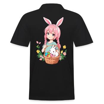 Anime Easter Kawaii Easter Bunny Manga Girl Otaku - Men's Polo Shirt - black - Back - Kai (181cm)