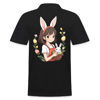 Anime Easter Kawaii Easter Bunny Manga Girl Otaku - Men's Polo Shirt - black - Back - Kai (181cm)
