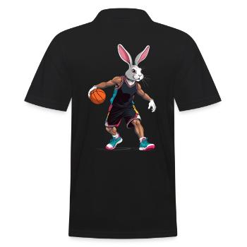 Joueur de basket-ball lapin de Pâques drôle streetwear - Polo Homme - noir - Dos - Kai (181cm)