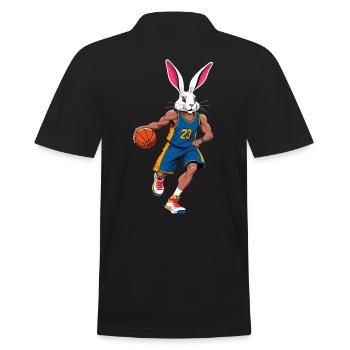Basketballspieler Osterhase Hasen Lustig - Männer Poloshirt - Schwarz - Hinten - Kai (181cm)