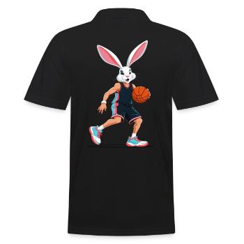 Joueur de basket-ball lapin de Pâques drôle streetwear - Polo Homme - noir - Dos - Kai (181cm)