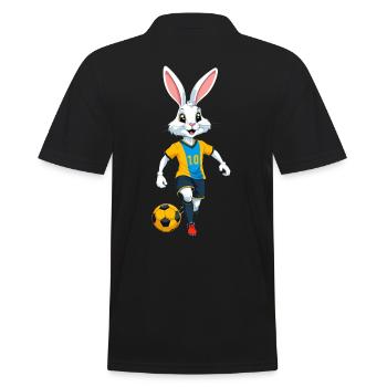 Osterhase Fußballspieler Ostern Fußball Design - Männer Poloshirt - Schwarz - Hinten - Kai (181cm)