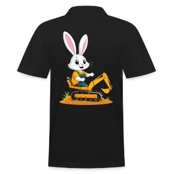 Easter Bunny Excavator Driver Funny Easter Eggs Digging - Men's Polo Shirt - black - Back - Kai (181cm)
