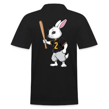 Joueur de baseball lapin de Pâques Streetwear Style - Polo Homme - noir - Dos - Kai (181cm)