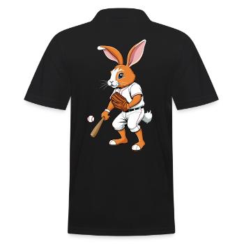 Baseballspieler Osterhase Lustiges Ostern - Männer Poloshirt - Schwarz - Hinten - Kai (181cm)