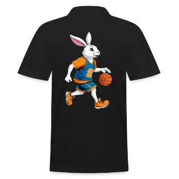 Joueur de basket-ball lapin de Pâques drôle streetwear - Polo Homme - noir - Dos - Kai (181cm)