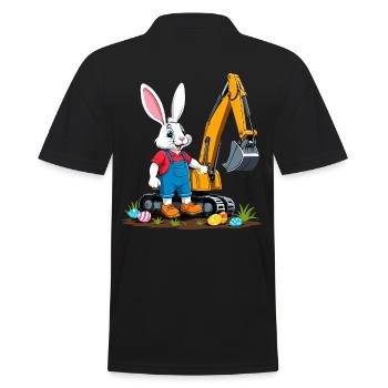 Osterhase Baggerfahrer Ostereier Baggern Lustiges - Männer Poloshirt - Schwarz - Hinten - Kai (181cm)