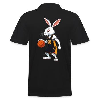 Joueur de basket-ball lapin de Pâques drôle streetwear - Polo Homme - noir - Dos - Kai (181cm)
