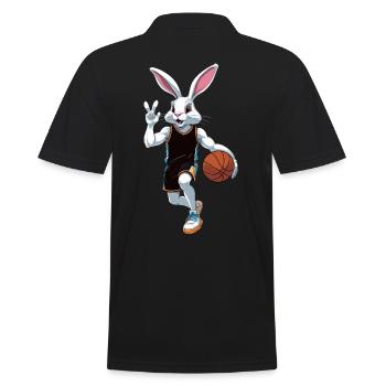 Joueur de basket-ball lapin de Pâques drôle streetwear - Polo Homme - noir - Dos - Kai (181cm)
