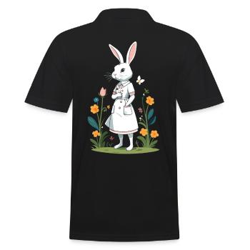 Nurse Bunny Easter Bunny Nurse - Men's Polo Shirt - black - Back - Kai (181cm)