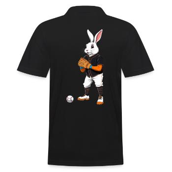 Baseballspieler Osterhase und Ostern Baseball im - Männer Poloshirt - Schwarz - Hinten - Kai (181cm)