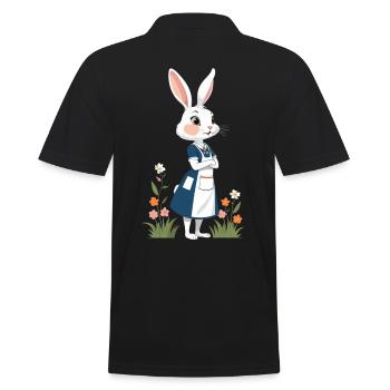 Krankenschwester Hase Süßes Osterhäschen Motiv - Männer Poloshirt - Schwarz - Hinten - Kai (181cm)