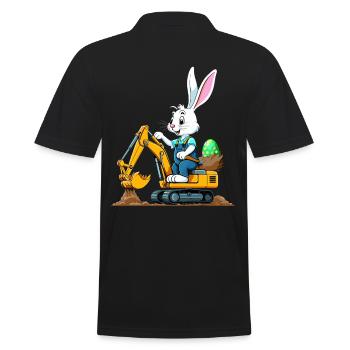 Osterhase Baggerfahrer Ostern Ostereier Lustiges - Männer Poloshirt - Schwarz - Hinten - Kai (181cm)