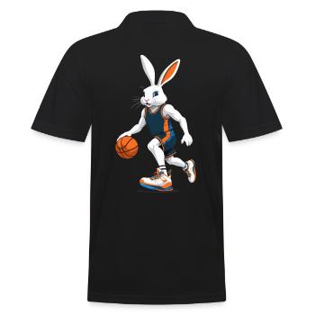 Lapin de Pâques joueur de basket-ball dans le style streetwear - Polo Homme - noir - Dos - Kai (181cm)