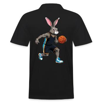 Basketballspieler Osterhase Lustig Ostern - Männer Poloshirt - Schwarz - Hinten - Kai (181cm)
